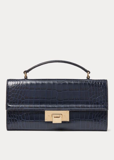 Carteras Ralph Lauren Mujer Azul Marino - Calfskin Hinge-Lock - YDKTR2350